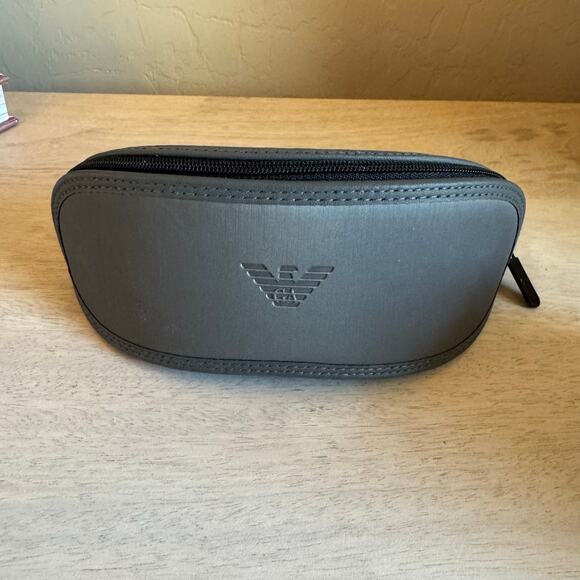 Emporio Armani Gray Sunglass Eyeglass Soft Case – Zippered Logo Holder - Picture 1 of 5